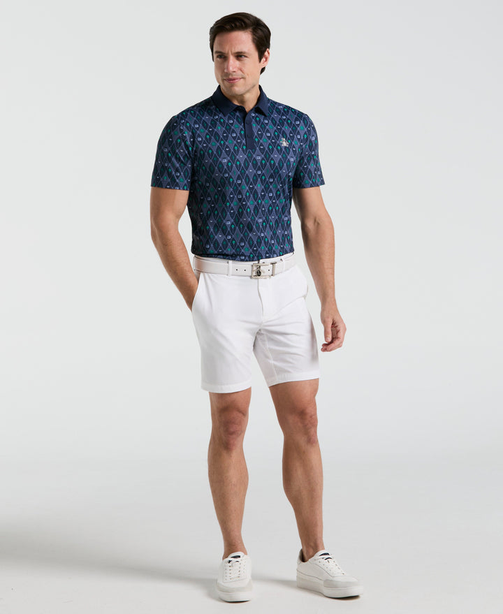 Lattice Cocktail Earl Print Golf Polo (Black Iris) 