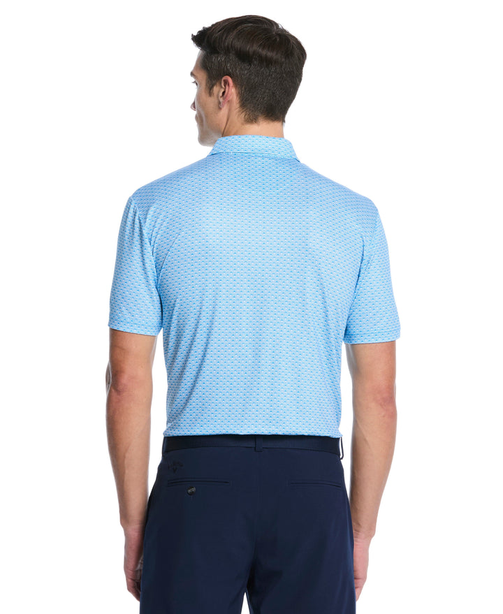 All Over Tee Print Golf Polo (Brilliant Blue) 