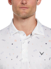 All Over Golf Bag Essenials Print Polo Shirt (Bright White) 