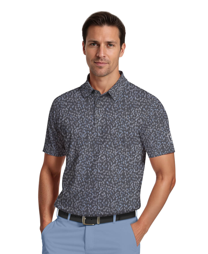 All-Over Golf Confetti Print Golf Polo (Iron Gate) 