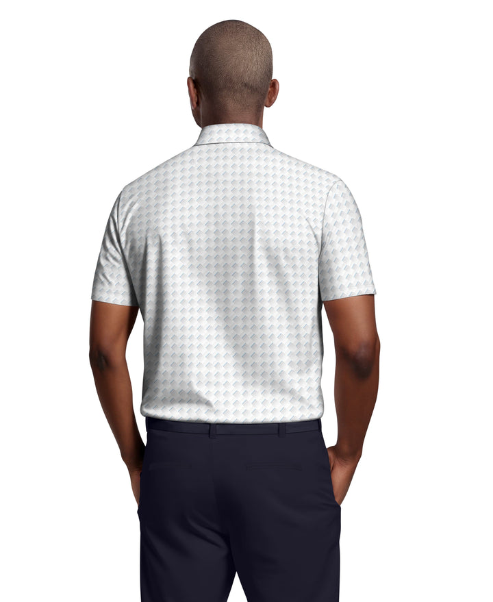 All-Over Motion Geo Print Golf Polo (Bright White) 