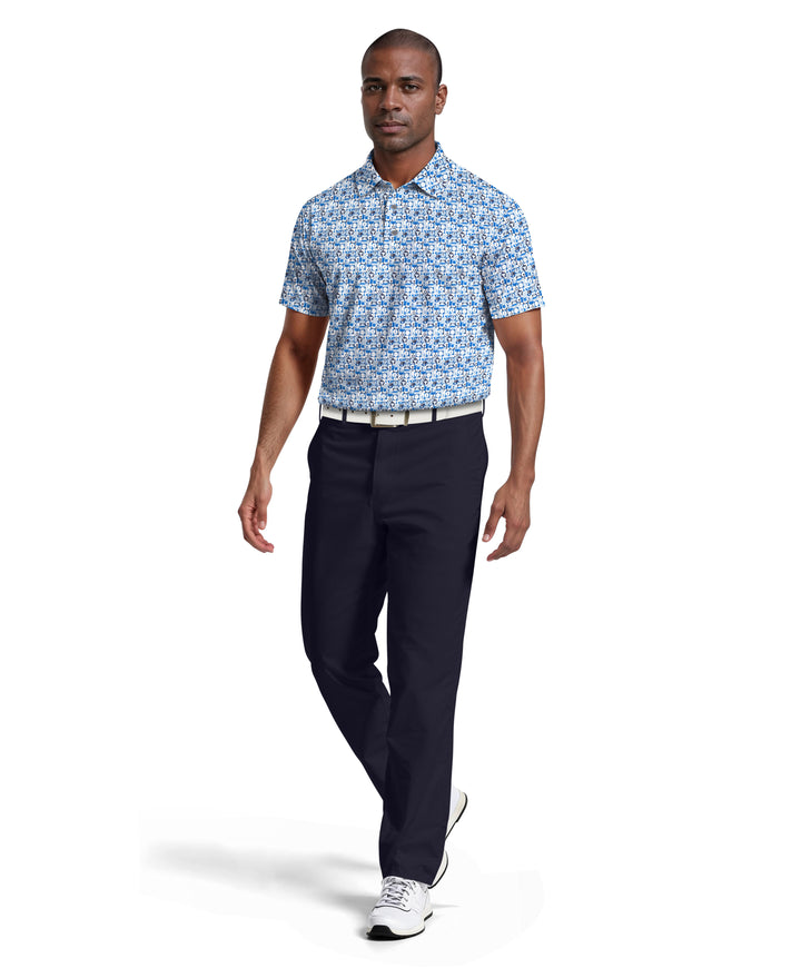 All-Over Novelty Geo Print Golf Polo (Indigo Bunting) 