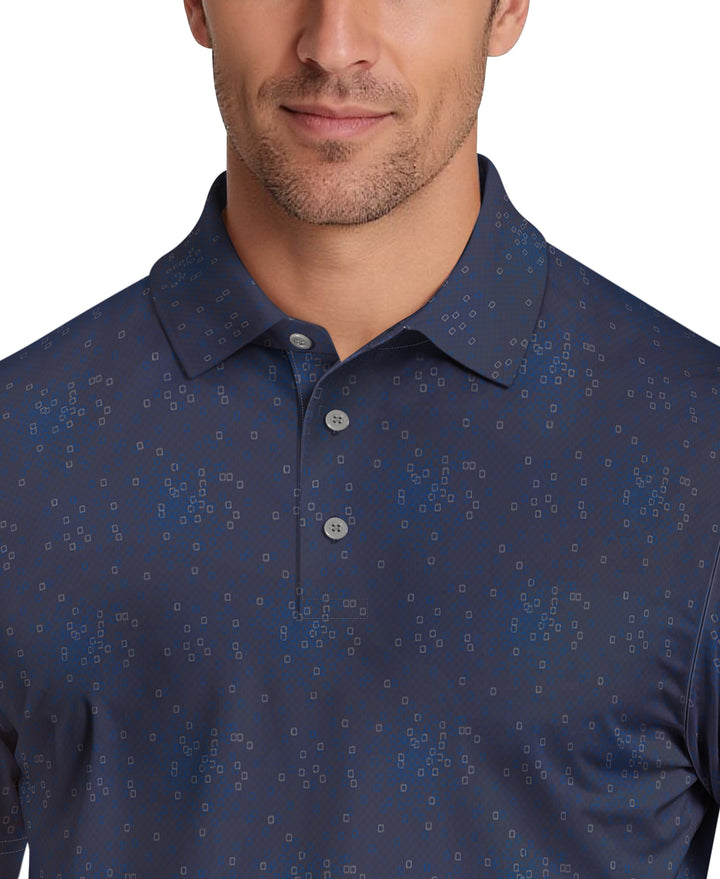 All-Over Tossed Geo Print Golf Polo (Peacoat) 