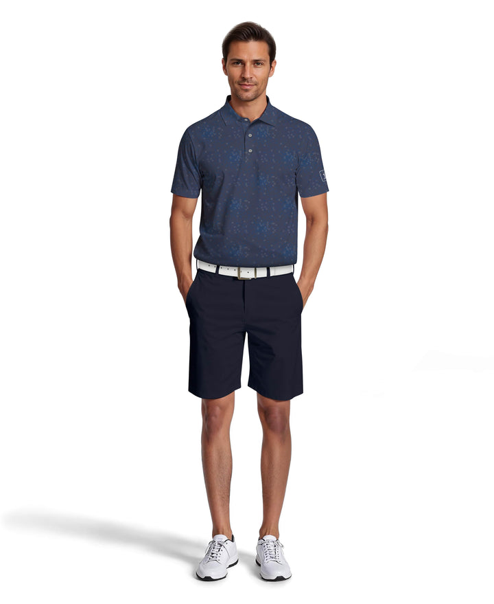 All-Over Tossed Geo Print Golf Polo (Peacoat) 