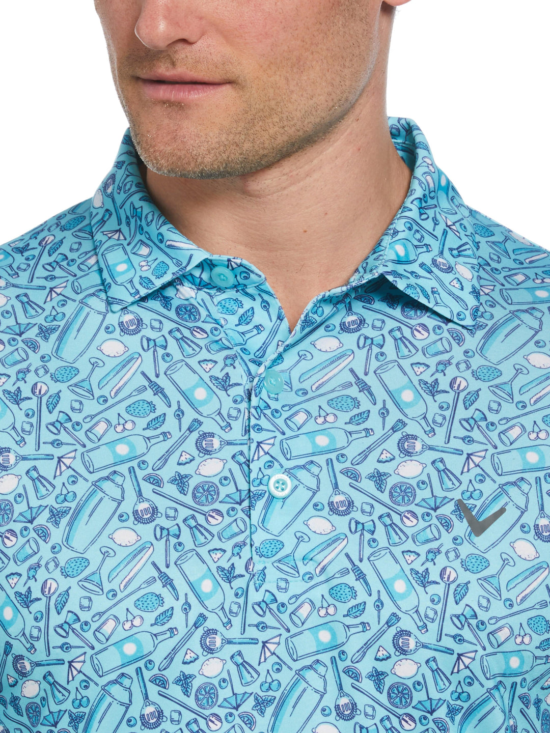 All Over Tropical Print Polo Shirt (Limpet Shell) 