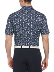 All Over Tropical Print Polo Shirt (Peacoat) 