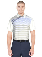 Asymmetric Linear Print Golf Polo (Bright White) 