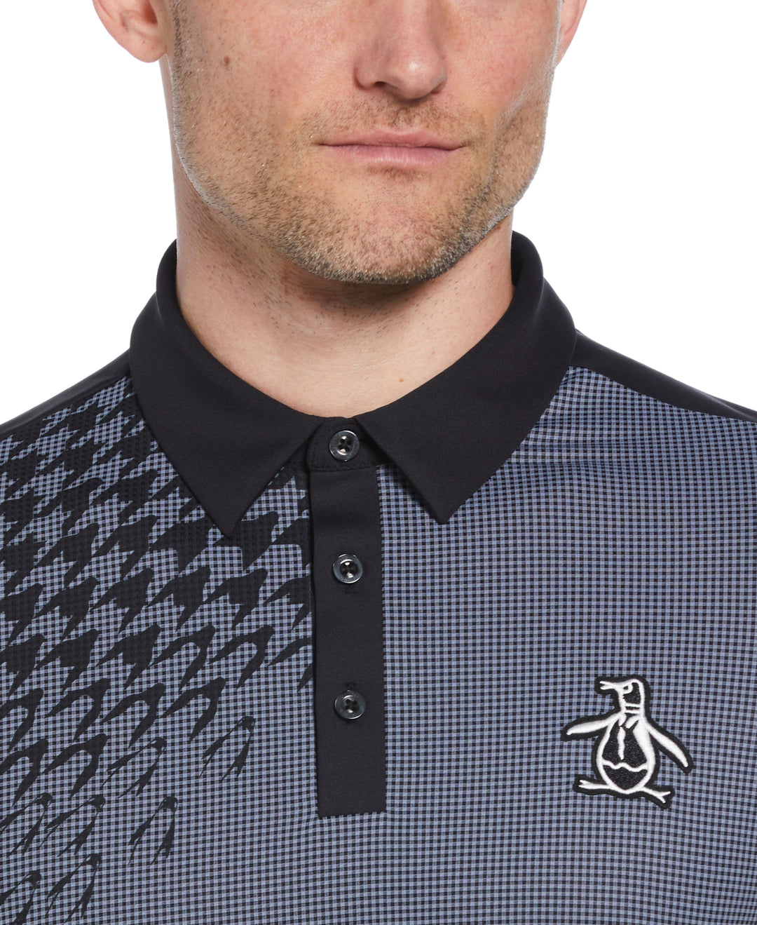 Asymmetrical Pete Gingham Color Block Polo (Caviar) 