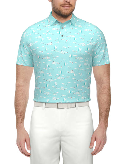 Men's Beach Print Performance Golf Polo