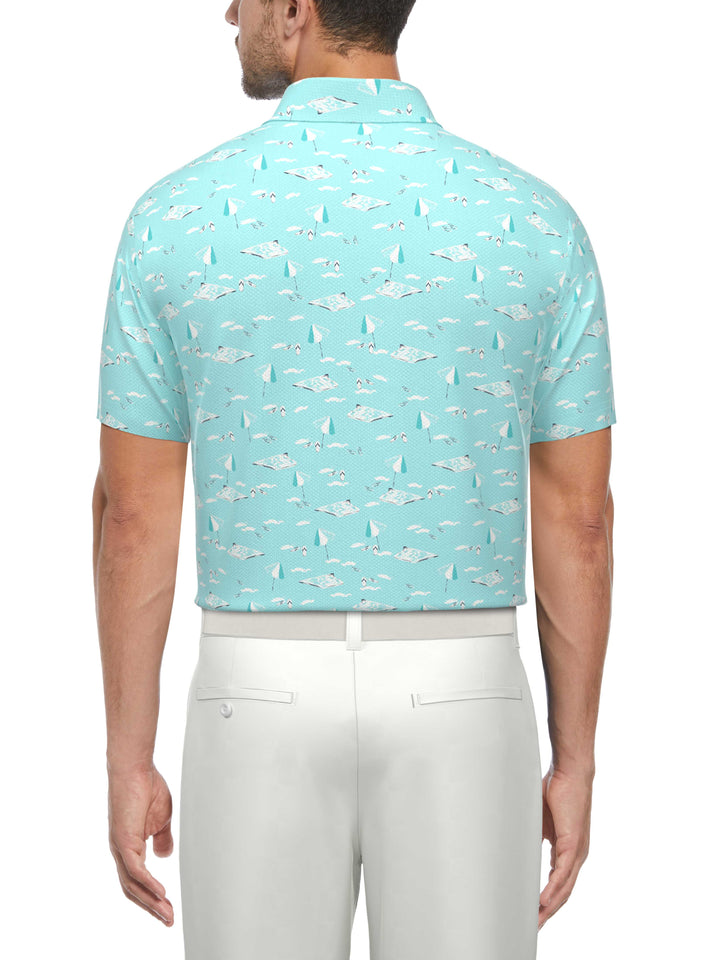 Men's Beach Print Performance Golf Polo