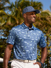 Men's Beach Print Performance Golf Polo