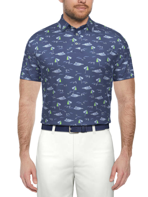 Men's Beach Print Performance Golf Polo