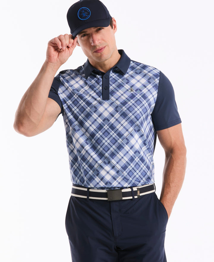 50's Block Madras Plaid Golf Polo (Black Iris) 