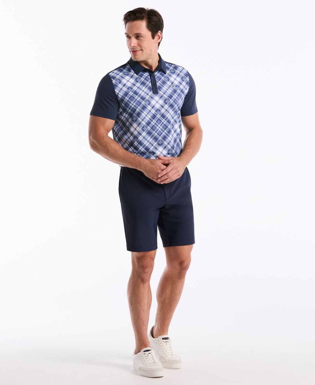 50's Block Madras Plaid Golf Polo (Black Iris) 