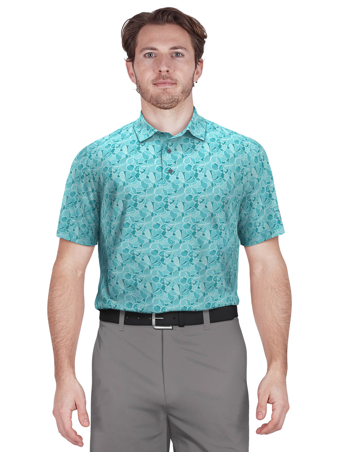 Men's Brush Stroke Floral Print Golf Polo