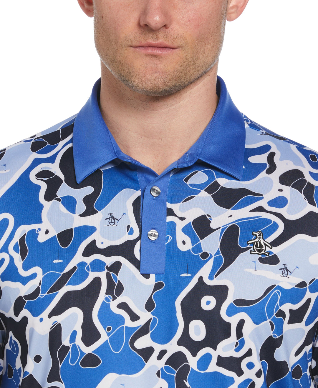 Bunker Print Short Sleeve Golf Polo Shirt (Nebulas) 