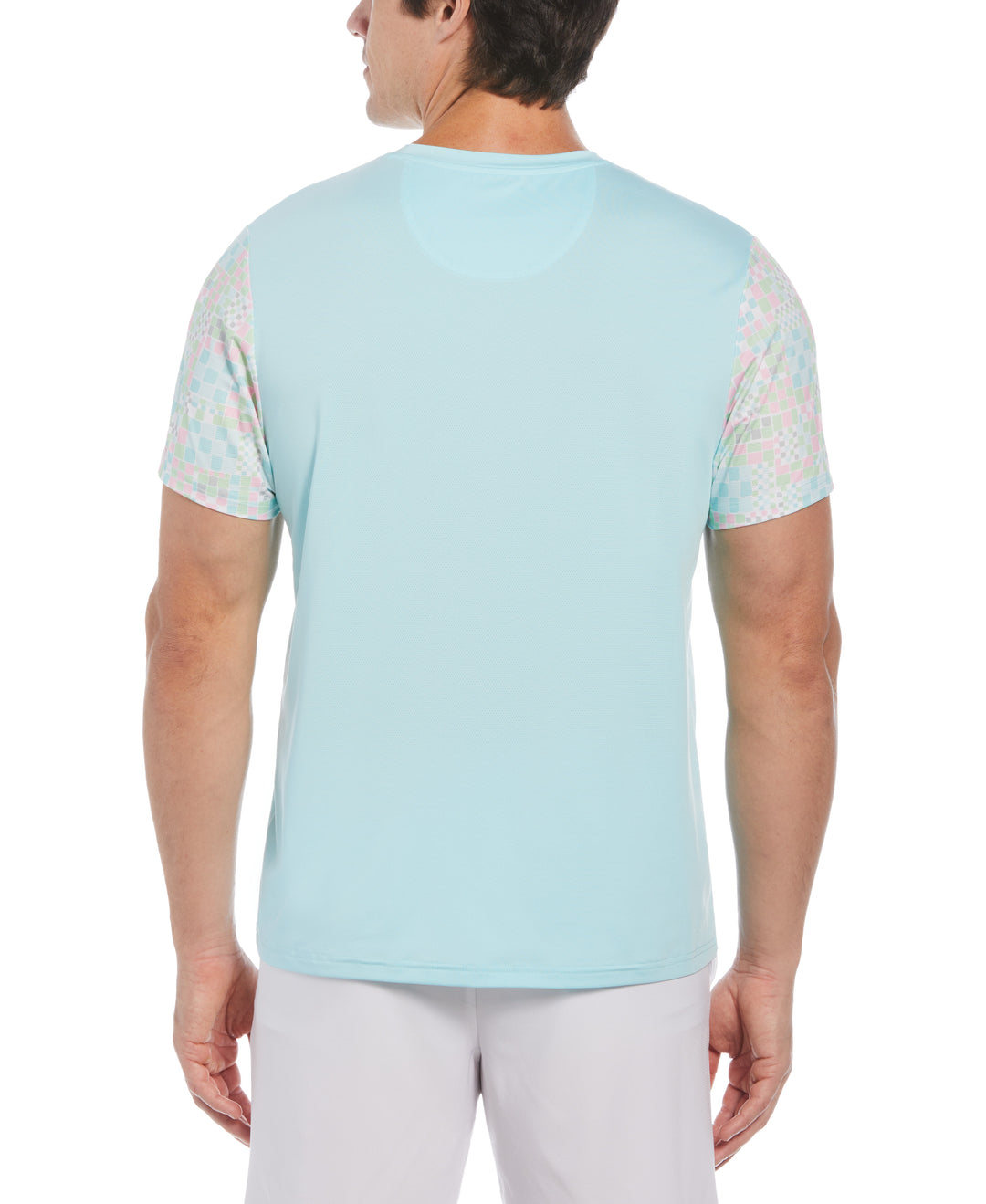 Checkerboard Block Performance Short Sleeve Tennis T-Shirt (Tanager Turquoise) 