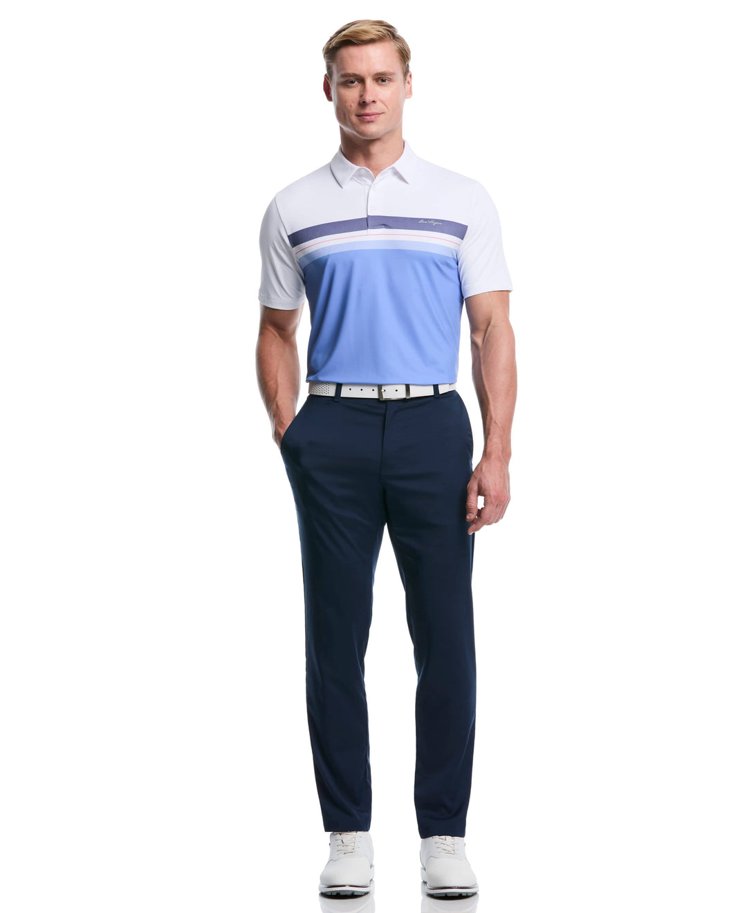 Chest Stripe Golf Polo (Bright White) 