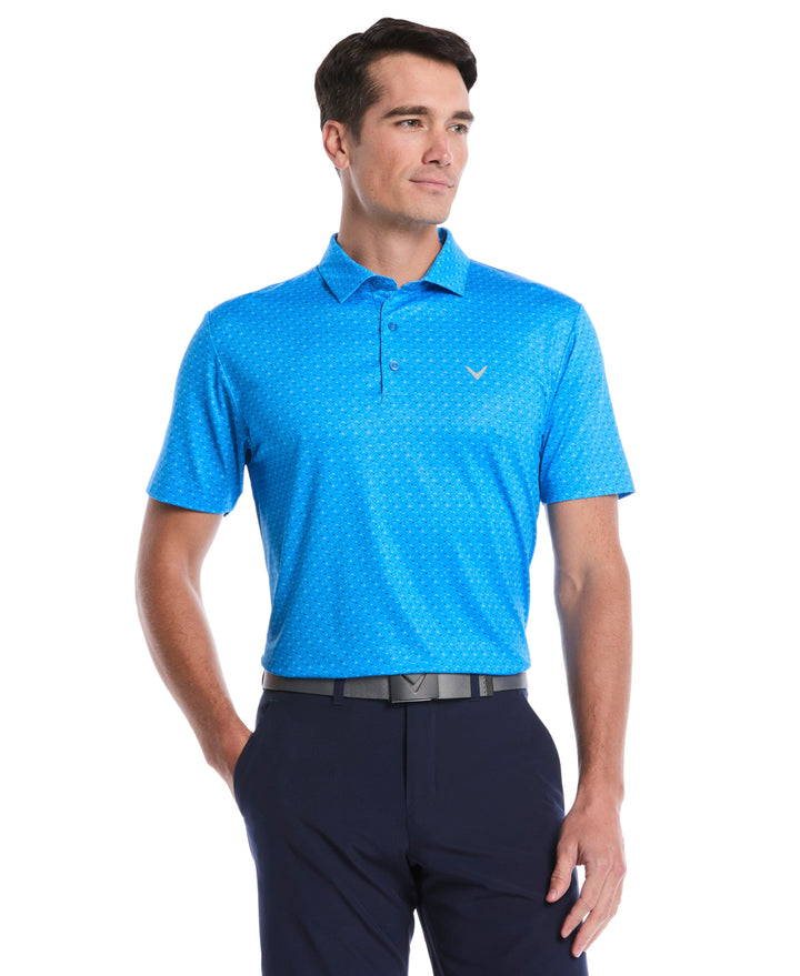 Chevron Print Golf Polo Shirt (Brilliant Blue) 
