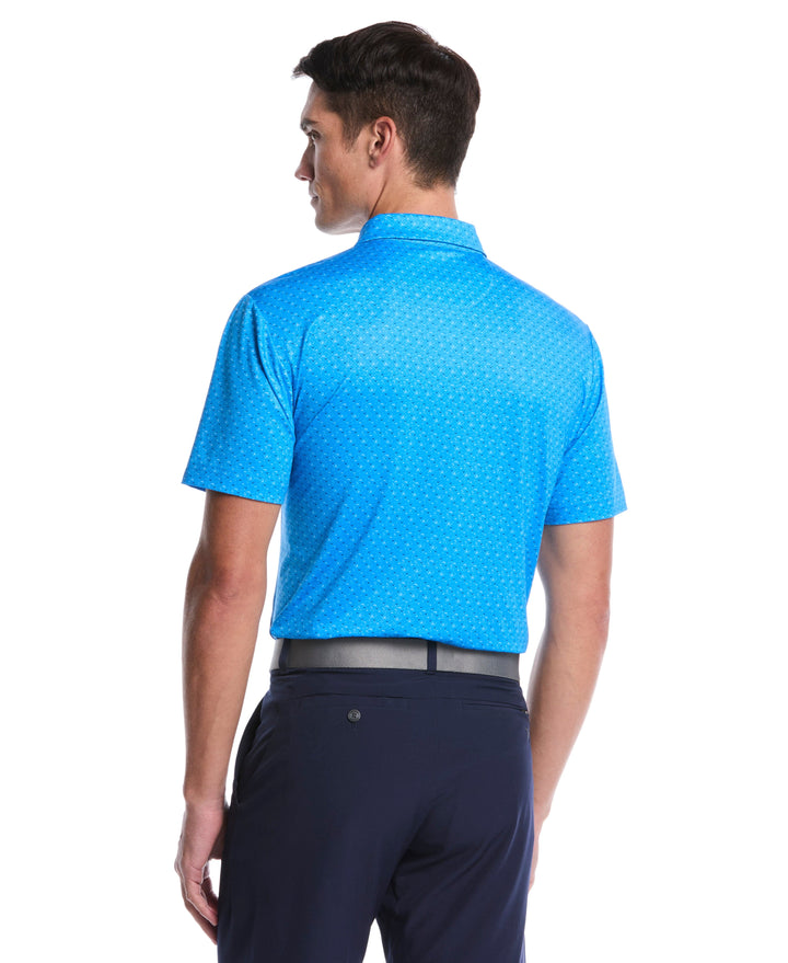 Chevron Print Golf Polo Shirt (Brilliant Blue) 