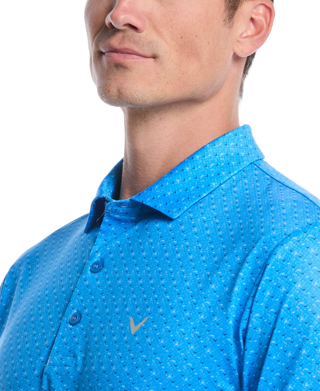 Chevron Print Golf Polo Shirt (Brilliant Blue) 
