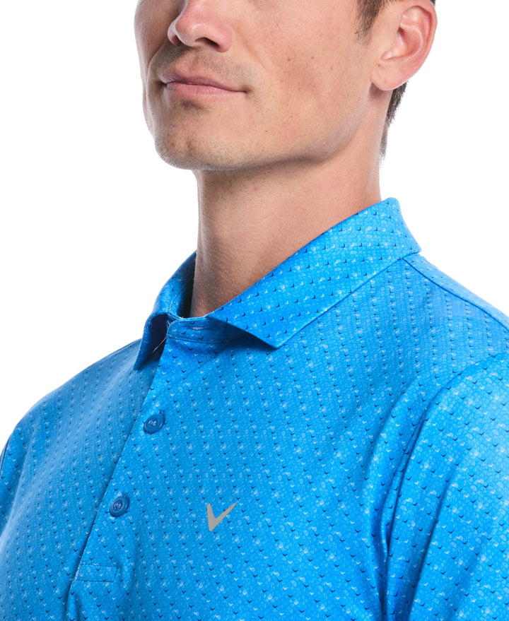 Chevron Print Golf Polo Shirt (Brilliant Blue) 