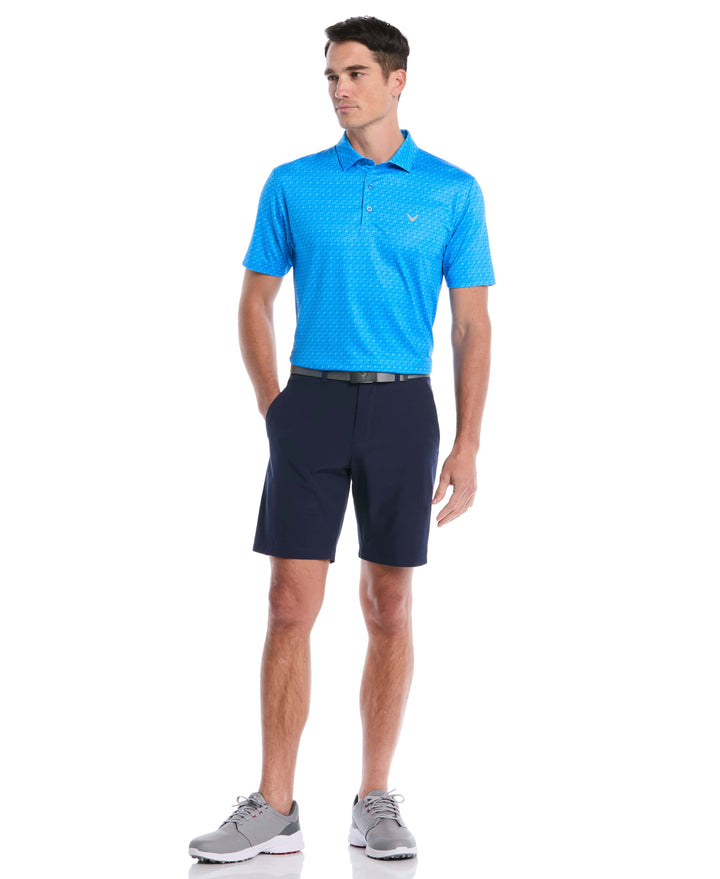 Chevron Print Golf Polo Shirt (Brilliant Blue) 