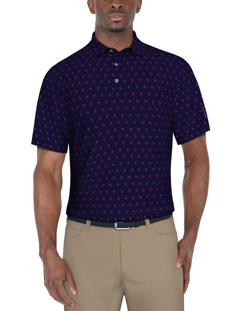 Christmas Print Golf Polo (Peacoat) 