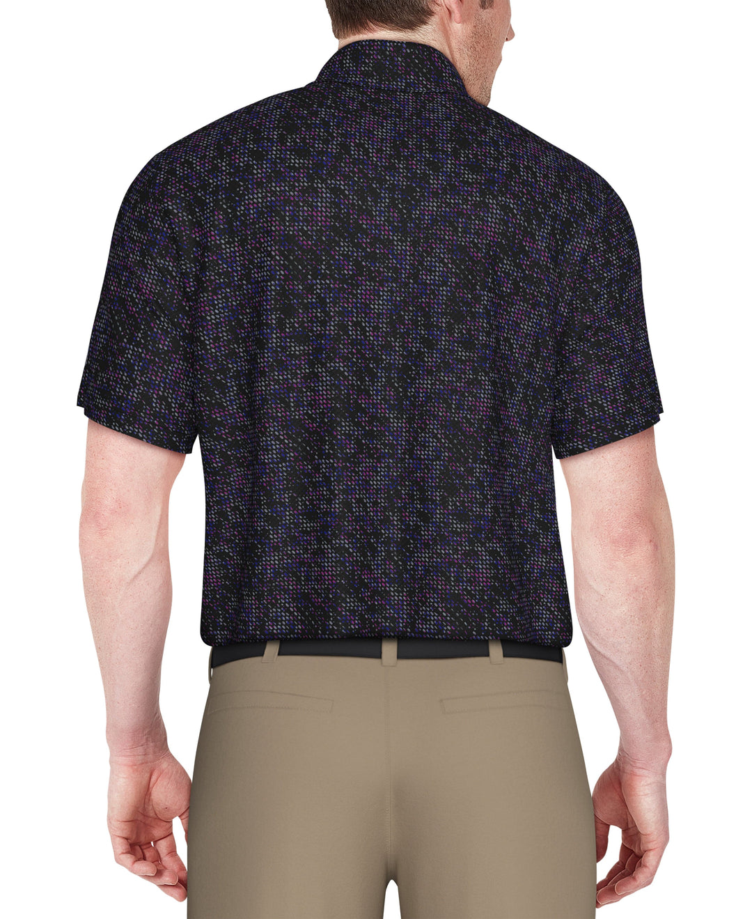 Clustered Geo Print Golf Polo (Caviar) 
