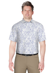 Clustered Geo Print Golf Polo (Bright White) 