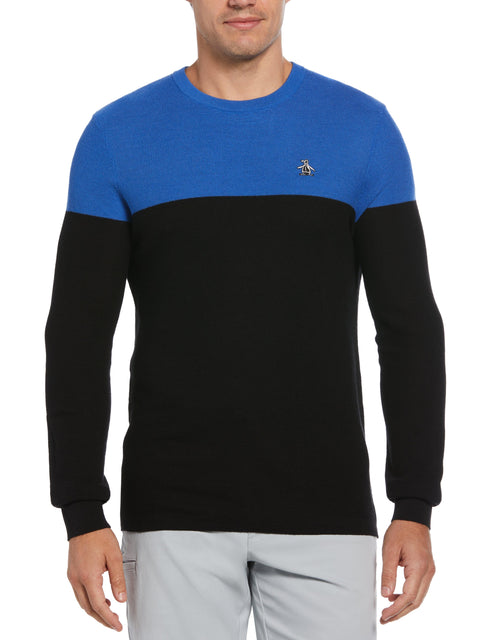 Color Block Long Sleeve Golf Sweater (True Caviar) 