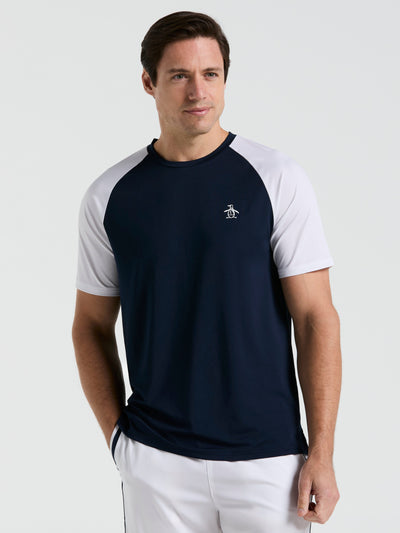 Core Blocked Performance Tennis Tee  (Black Iris) 