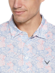 Mens Day On The Course Print Polo (Bright White) 