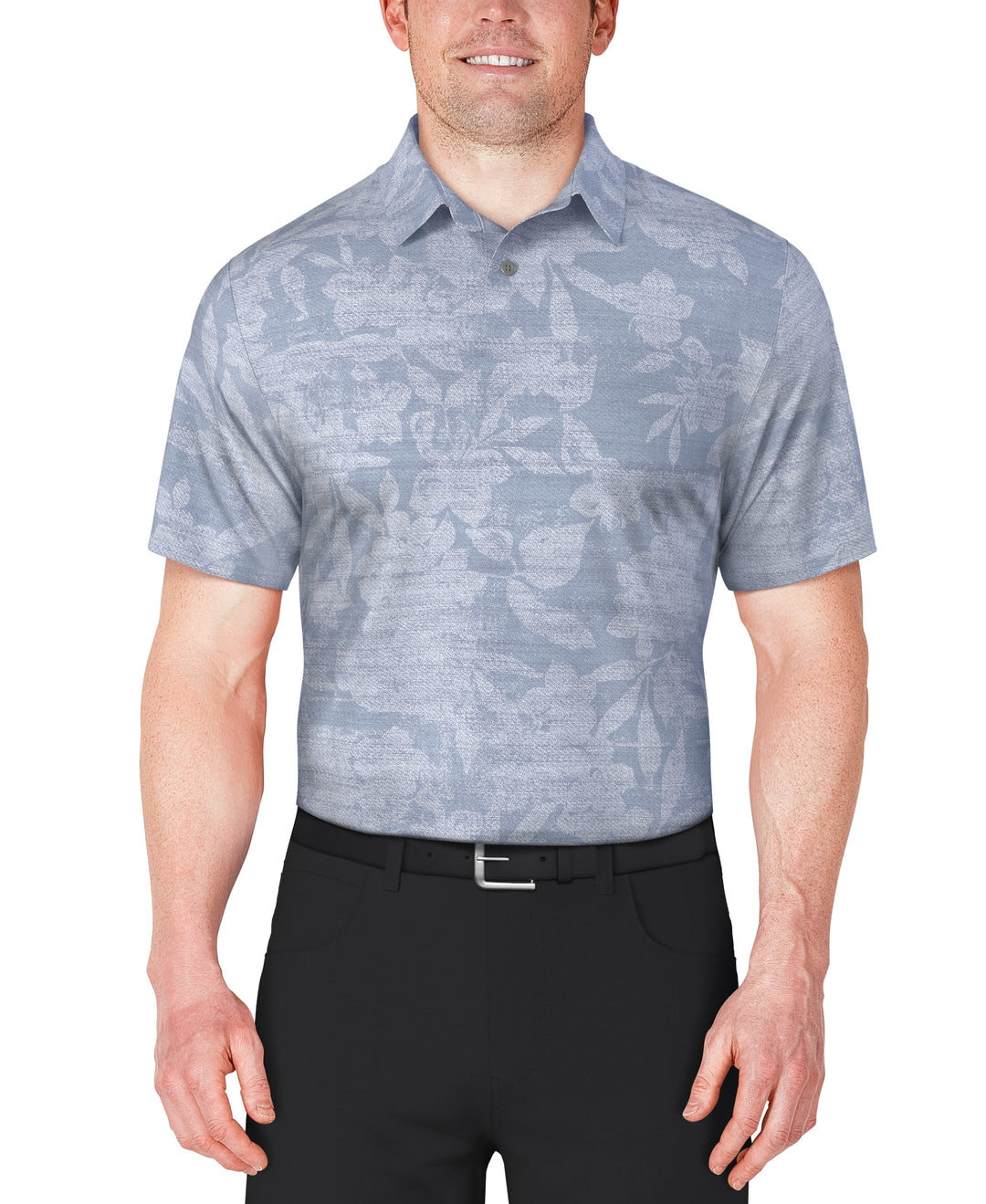 Distressed Floral Print Golf Polo (Tradewinds) 