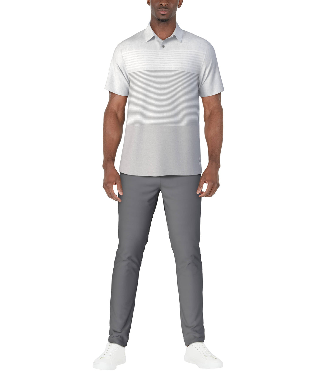 Distressed Stripe Print Golf Polo (Tradewinds) 