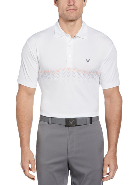 Mens Energy Block Polo (Bright Whi/Coral Chic) 