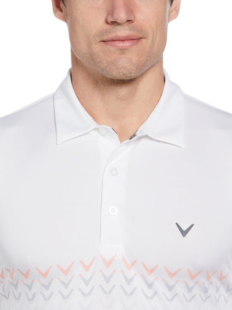 Mens Energy Block Polo (Bright Whi/Coral Chic) 