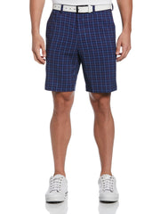 Energy Plaid Print Golf Short with Active Waistband (Peacoat) 