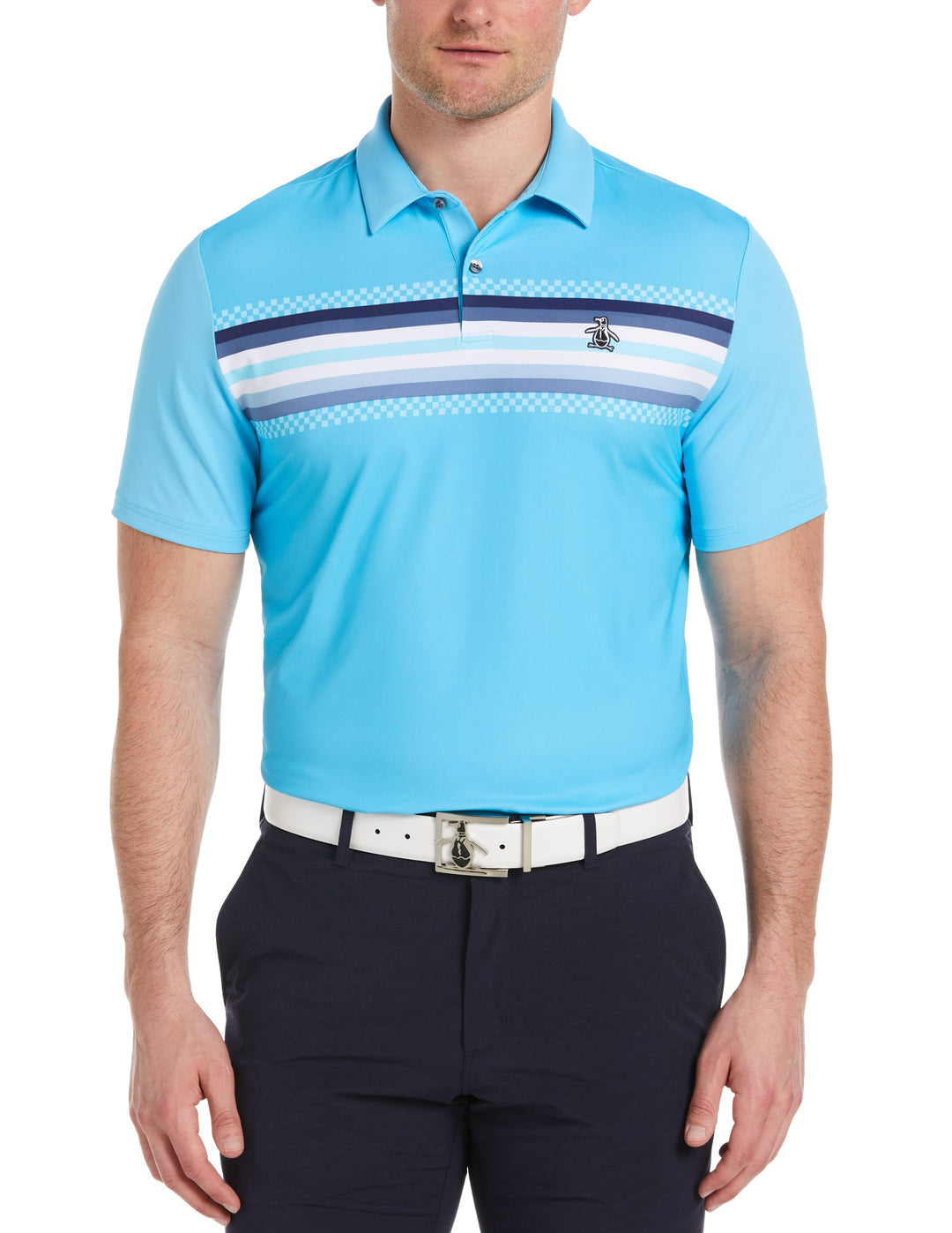 Engineered Coastal Ombre Print Golf Polo Shirt (Aquarius) 