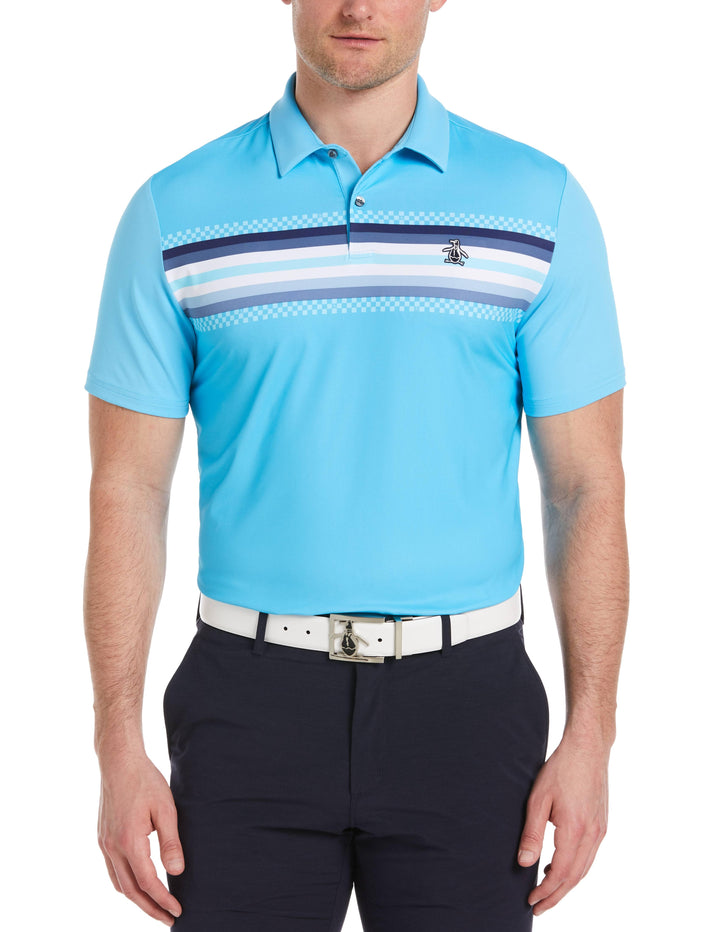Engineered Coastal Ombre Print Golf Polo Shirt (Aquarius) 