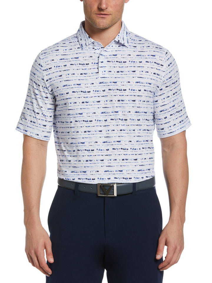 Engineered Glitched Camo Print Golf Polo (Bright White) 