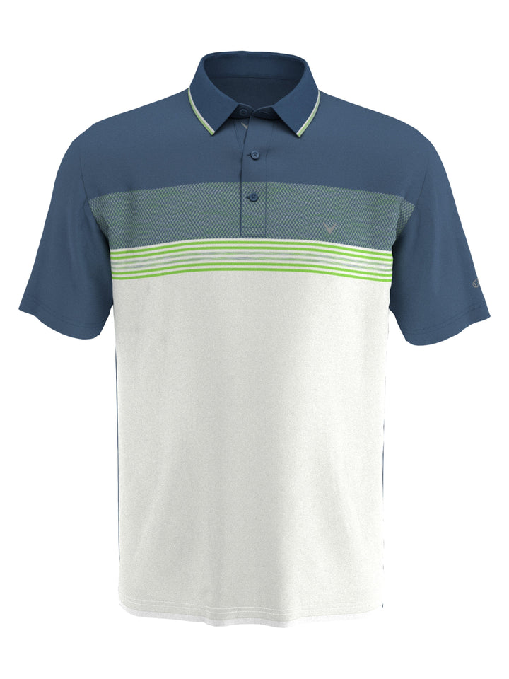Men's Engineered Stripe and Micro Geo Print Golf Polo