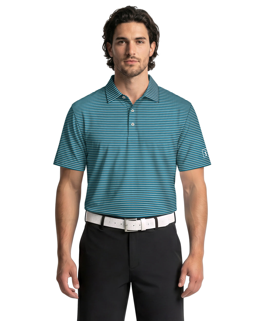Feeder Stripe Print Golf Polo (Faience) 