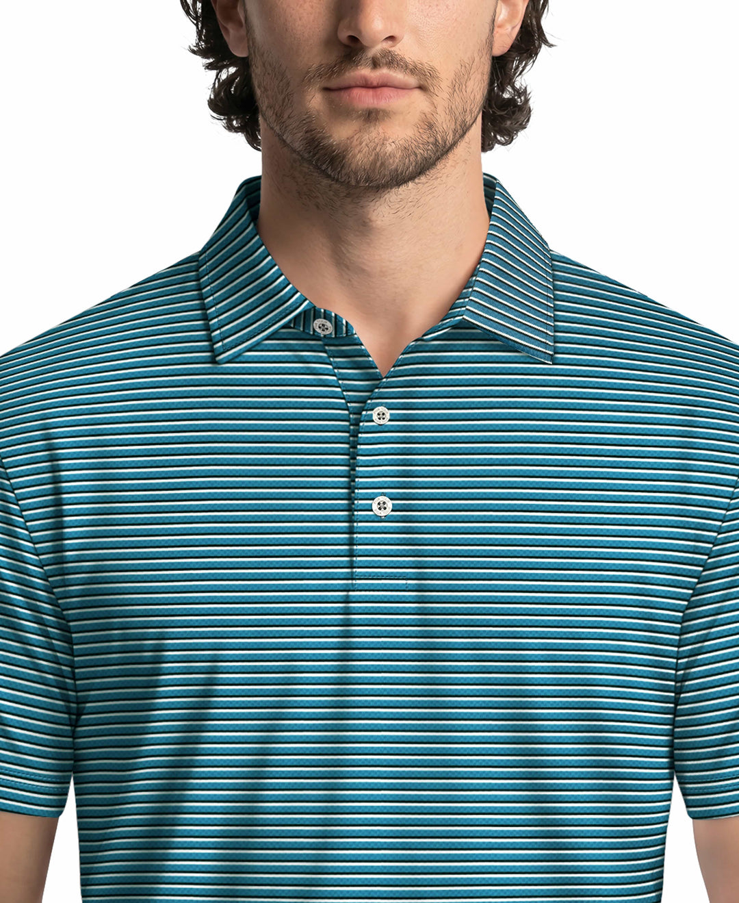 Feeder Stripe Print Golf Polo (Faience) 