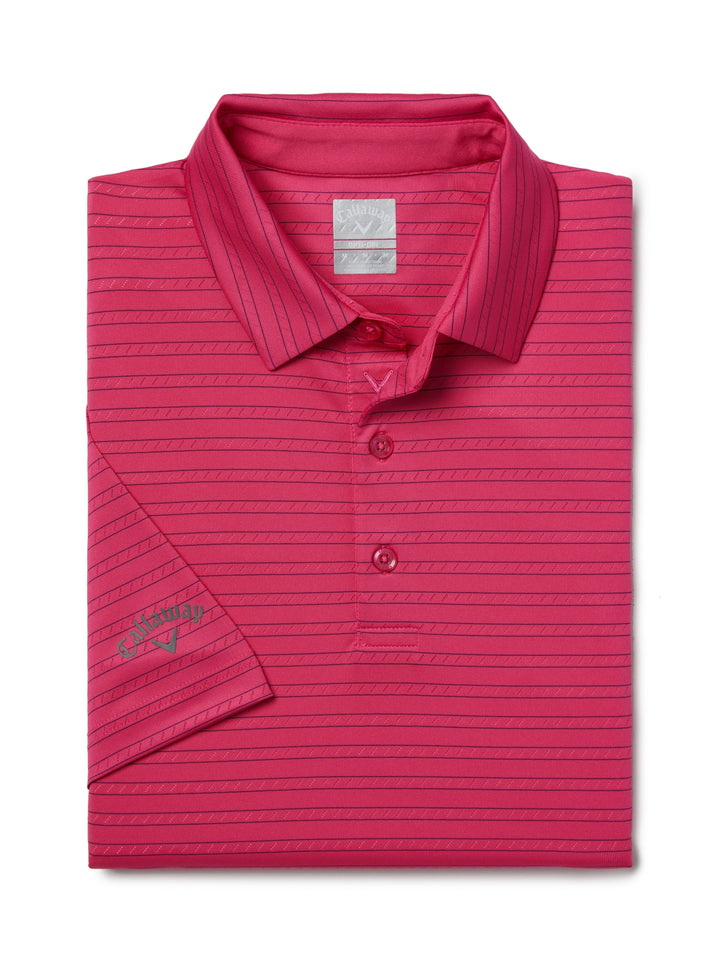 Mens Fine Line Ventilated Stripe Golf Polo Shirt (Lilac Rose) 