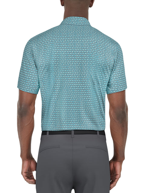 SHORT SLEEVE FLAMINGO GEO PRINTED POLO (Scuba Blue) 