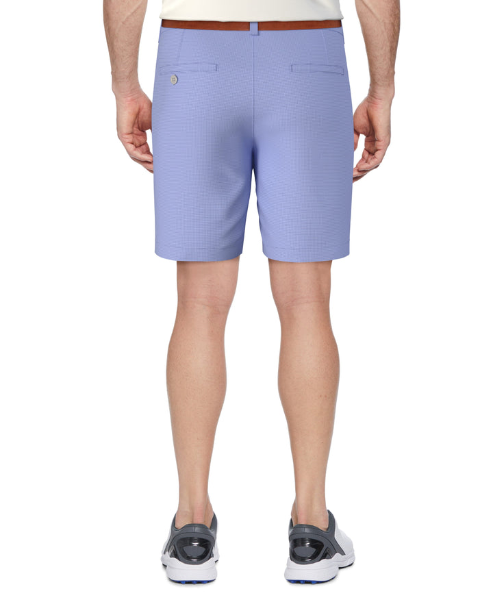 Men's Flat Front Active Waistband Horizontal Golf Print Short (Azurine) 