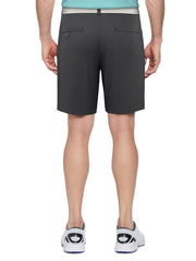 Men's Flat Front Active Waistband Horizontal Golf Print Short (Caviar) 