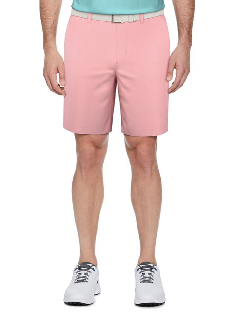 Men's Flat Front Active Waistband Horizontal Golf Print Short (Plumeria) 