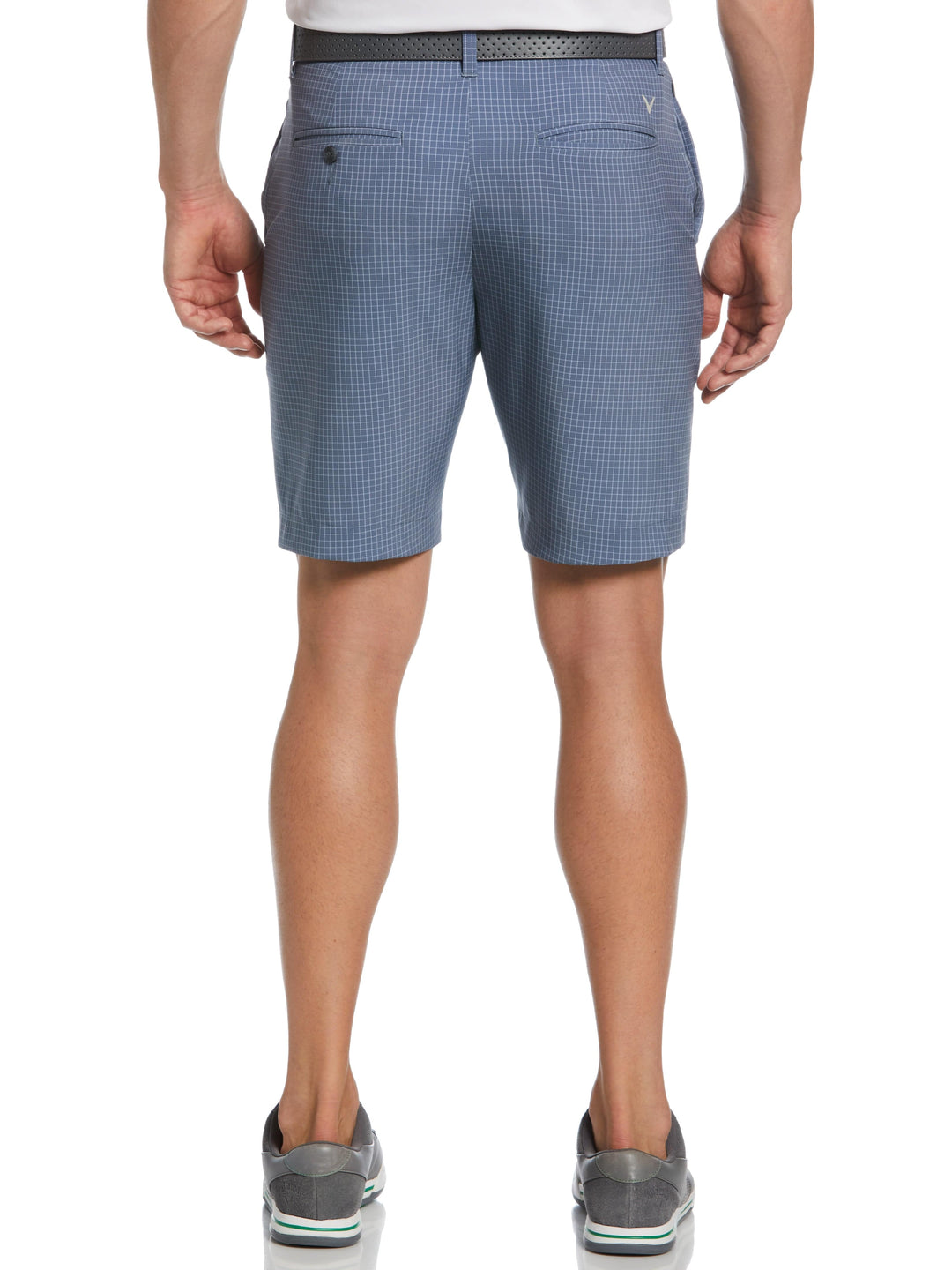 Flat Front Jaspe Grid Print Ergo Golf Short (Flint Stone) 